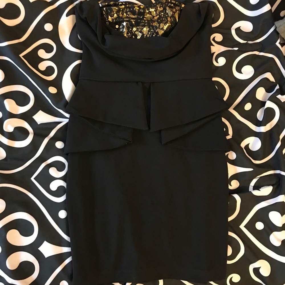Black & gold mini dress